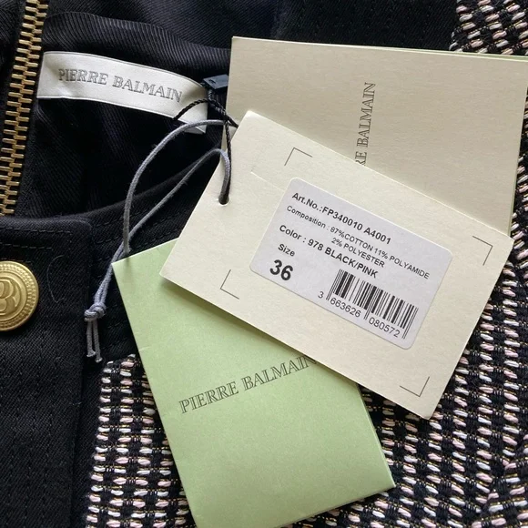 Pierre Balmain black metallic tweed dress suited mini short sleeve sz 36 - Picture 7 of 7